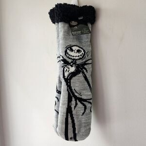 Nightmare Before Christmas Slipper Socks | 10-13 | Sherpa Lined Gray Black NEW